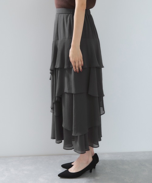 VIS（ビス）の「花柄アソート楊柳ティアードスカート（スカート・レディース・チャコールグレー/ピンク系その他2/ブラウン系その他2・FREE）」の11枚目の写真