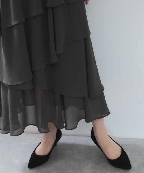 VIS（ビス）の「花柄アソート楊柳ティアードスカート（スカート・レディース・チャコールグレー/ピンク系その他2/ブラウン系その他2・FREE）」の7枚目の写真