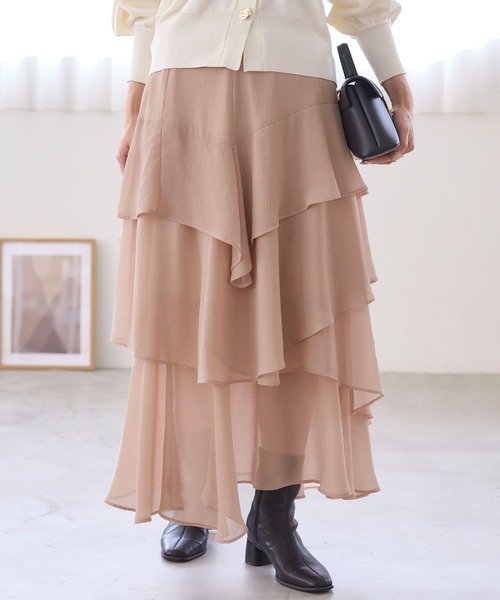 VIS（ビス）の「花柄アソート楊柳ティアードスカート（スカート・レディース・チャコールグレー/ピンク系その他2/ブラウン系その他2・FREE）」の20枚目の写真