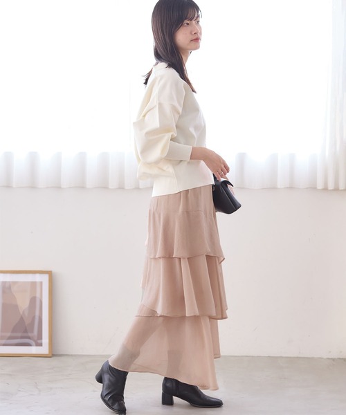 VIS（ビス）の「花柄アソート楊柳ティアードスカート（スカート・レディース・チャコールグレー/ピンク系その他2/ブラウン系その他2・FREE）」の22枚目の写真