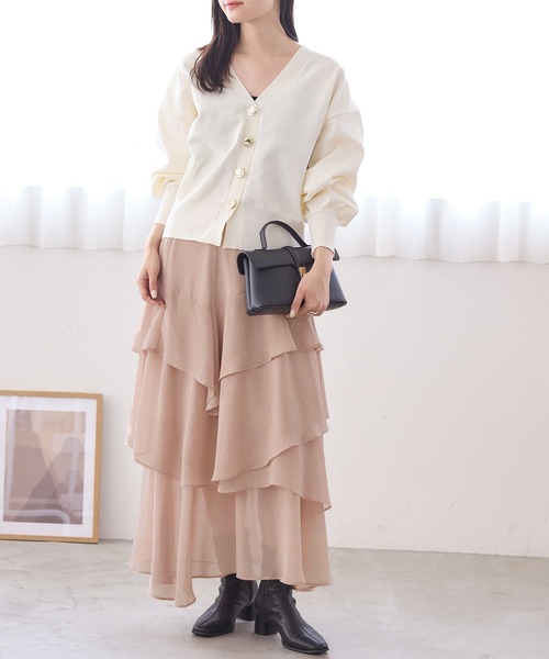 VIS（ビス）の「花柄アソート楊柳ティアードスカート（スカート・レディース・チャコールグレー/ピンク系その他2/ブラウン系その他2・FREE）」の21枚目の写真