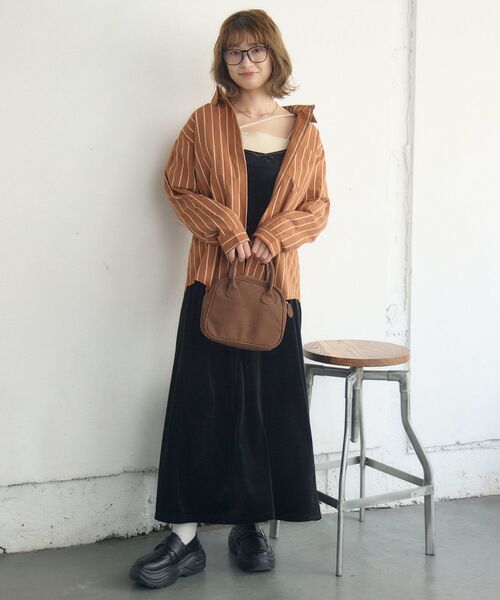 RETRO GIRL(レトロガール)の「ストライプシャツ(シャツ/ブラウス・レディース・ホワイト/ブラウン系その他/オレンジ系その他・FREE)」の4枚目の写真