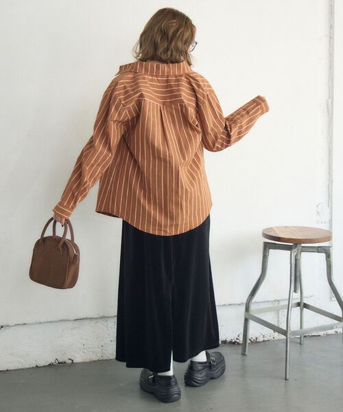 RETRO GIRL(レトロガール)の「ストライプシャツ(シャツ/ブラウス・レディース・ホワイト/ブラウン系その他/オレンジ系その他・FREE)」の6枚目の写真