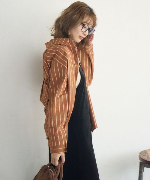 RETRO GIRL(レトロガール)の「ストライプシャツ(シャツ/ブラウス・レディース・ホワイト/ブラウン系その他/オレンジ系その他・FREE)」の9枚目の写真