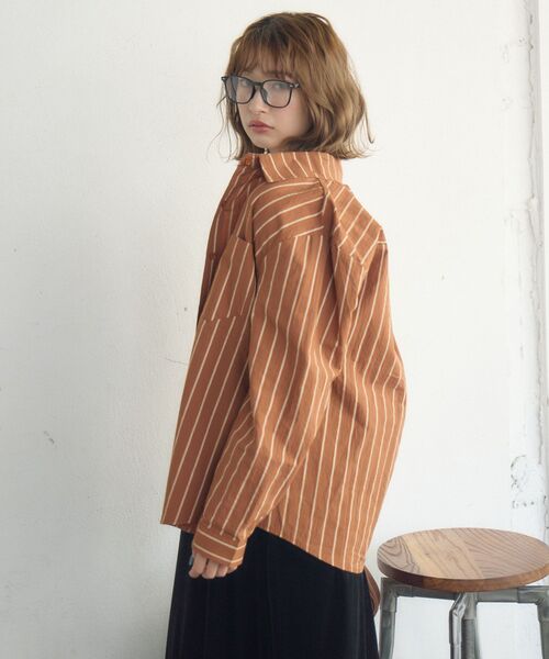 RETRO GIRL(レトロガール)の「ストライプシャツ(シャツ/ブラウス・レディース・ホワイト/ブラウン系その他/オレンジ系その他・FREE)」の11枚目の写真