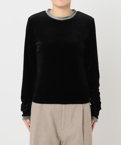 CITYSHOP（シティーショップ）の「VELVET RINGER LONG SLEEVE：カットソー（Tシャツ/カットソー・レディース・ブラック/ネイビー・FREE）」の12枚目の写真