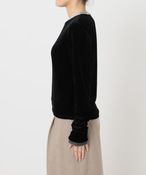 CITYSHOP（シティーショップ）の「VELVET RINGER LONG SLEEVE：カットソー（Tシャツ/カットソー・レディース・ブラック/ネイビー・FREE）」の13枚目の写真