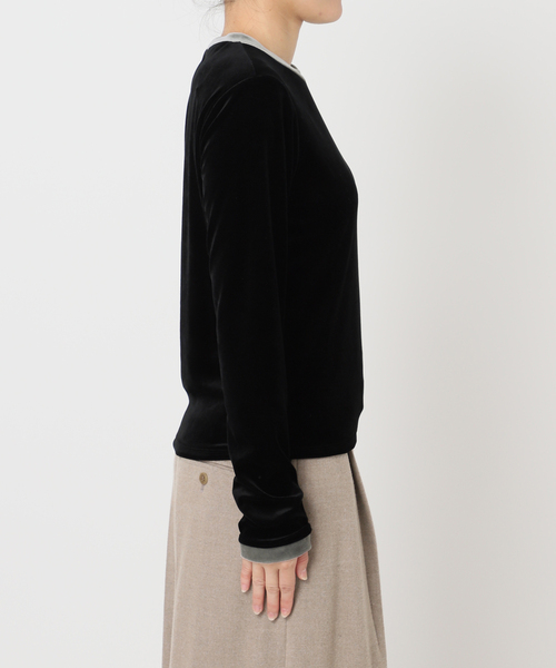 CITYSHOP（シティーショップ）の「VELVET RINGER LONG SLEEVE：カットソー（Tシャツ/カットソー・レディース・ブラック/ネイビー・FREE）」の15枚目の写真