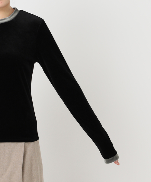 CITYSHOP（シティーショップ）の「VELVET RINGER LONG SLEEVE：カットソー（Tシャツ/カットソー・レディース・ブラック/ネイビー・FREE）」の16枚目の写真