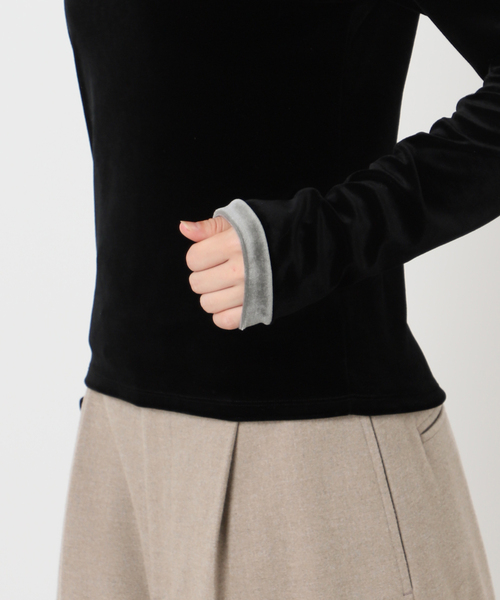 CITYSHOP（シティーショップ）の「VELVET RINGER LONG SLEEVE：カットソー（Tシャツ/カットソー・レディース・ブラック/ネイビー・FREE）」の17枚目の写真