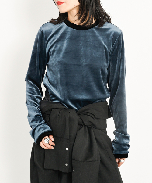 CITYSHOP（シティーショップ）の「VELVET RINGER LONG SLEEVE：カットソー（Tシャツ/カットソー・レディース・ブラック/ネイビー・FREE）」の20枚目の写真