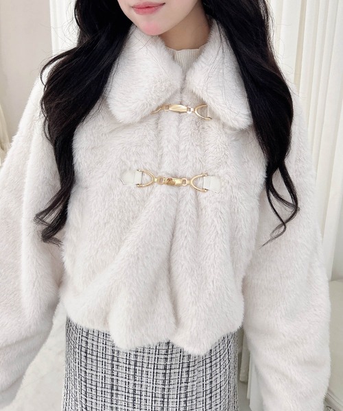 INGNI（イング）の「ビット付エコファージャケット（ブルゾン・レディース・ライトブルー/アイボリー/ライトベージュ・M）」の7枚目の写真