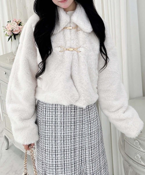 INGNI（イング）の「ビット付エコファージャケット（ブルゾン・レディース・ライトブルー/アイボリー/ライトベージュ・M）」の8枚目の写真