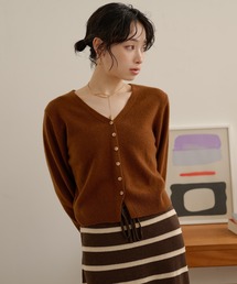 wool v neck short knit cardigan /ウールVネックショートニットカーディガン