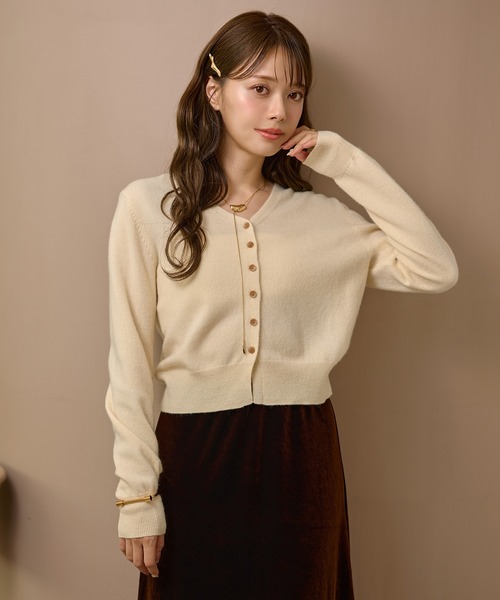 LAULEN(ローレン)の「wool v neck short knit cardigan /ウールVネックショートニットカーディガン(カーディガン/ボレロ・レディース・アイボリー/チャコールグレー/テラコッタ・FREE)」の20枚目の写真