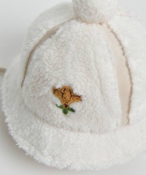 moimoln（モイモルン）の「刺繍ポイントボア帽子（ハット・キッズ・アイボリー・52cm/50cm/46cm/48cm）」の5枚目の写真
