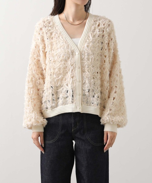 セール】フラワーレースVネックカーディガン（カーディガン/ボレロ