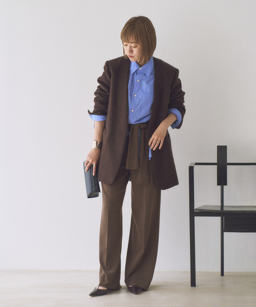 plage（プラージュ）の「Shaggy Big ジャケット（ノーカラージャケット・レディース・ベージュ/ブラウン・38/36）」の5枚目の写真