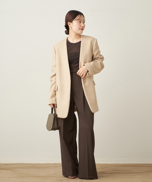 plage（プラージュ）の「Shaggy Big ジャケット（ノーカラージャケット・レディース・ベージュ/ブラウン・38/36）」の8枚目の写真