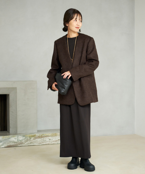 plage（プラージュ）の「Shaggy Big ジャケット（ノーカラージャケット・レディース・ベージュ/ブラウン・38/36）」の9枚目の写真