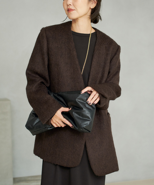 plage（プラージュ）の「Shaggy Big ジャケット（ノーカラージャケット・レディース・ベージュ/ブラウン・38/36）」の12枚目の写真