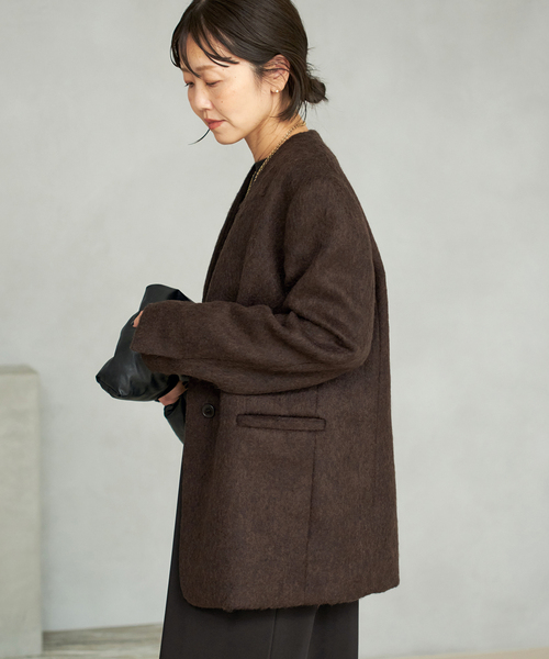 plage（プラージュ）の「Shaggy Big ジャケット（ノーカラージャケット・レディース・ベージュ/ブラウン・38/36）」の13枚目の写真