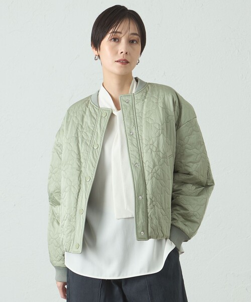 CAST:(キャストコロン)の「キルティング中わたブルゾン(ブルゾン・レディース・オフホワイト/グリーン系その他7/ブラック・M/S)」の3枚目の写真