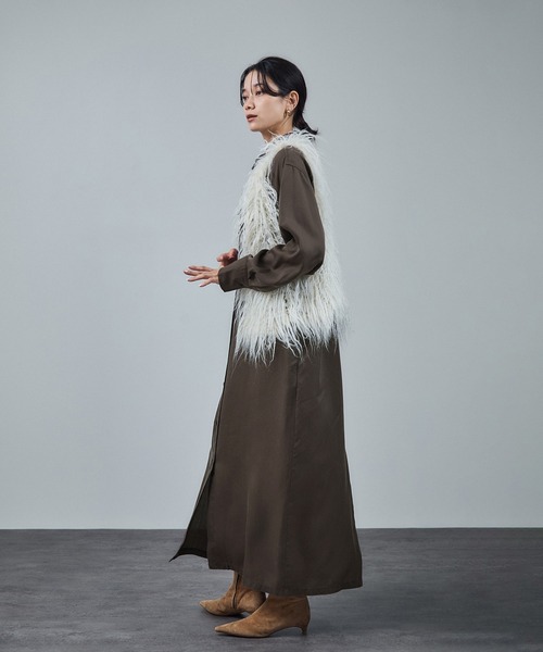 SALON adam et rope'(サロン アダム エ ロペ)の「セルロースウォッシャブルシャツワンピース(ワンピース・レディース・ベージュ系その他/チャコールグレー・FREE)」の21枚目の写真