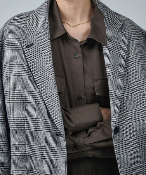 SALON adam et rope'(サロン アダム エ ロペ)の「セルロースウォッシャブルシャツワンピース(ワンピース・レディース・ベージュ系その他/チャコールグレー・FREE)」の12枚目の写真