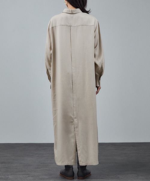 SALON adam et rope'(サロン アダム エ ロペ)の「セルロースウォッシャブルシャツワンピース(ワンピース・レディース・ベージュ系その他/チャコールグレー・FREE)」の15枚目の写真