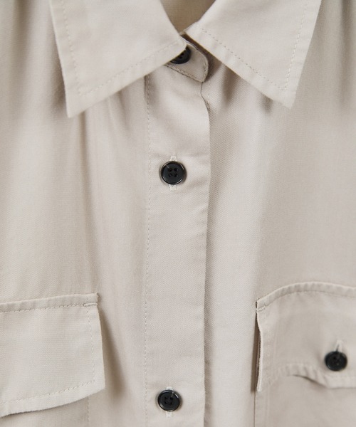 SALON adam et rope'(サロン アダム エ ロペ)の「セルロースウォッシャブルシャツワンピース(ワンピース・レディース・ベージュ系その他/チャコールグレー・FREE)」の10枚目の写真