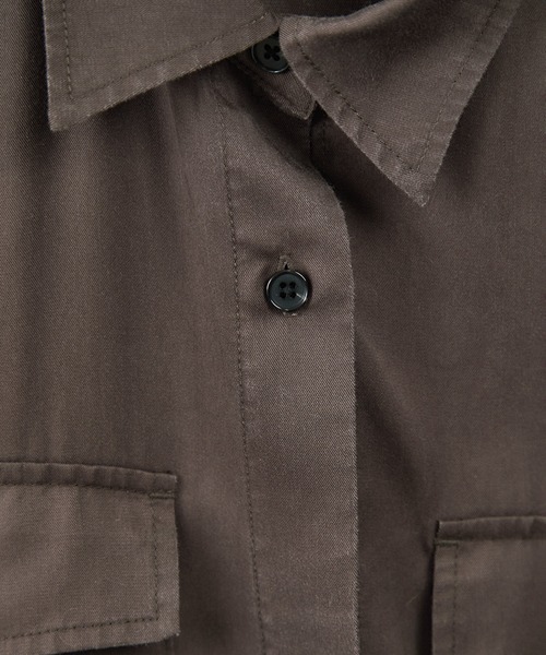 SALON adam et rope'(サロン アダム エ ロペ)の「セルロースウォッシャブルシャツワンピース(ワンピース・レディース・ベージュ系その他/チャコールグレー・FREE)」の11枚目の写真