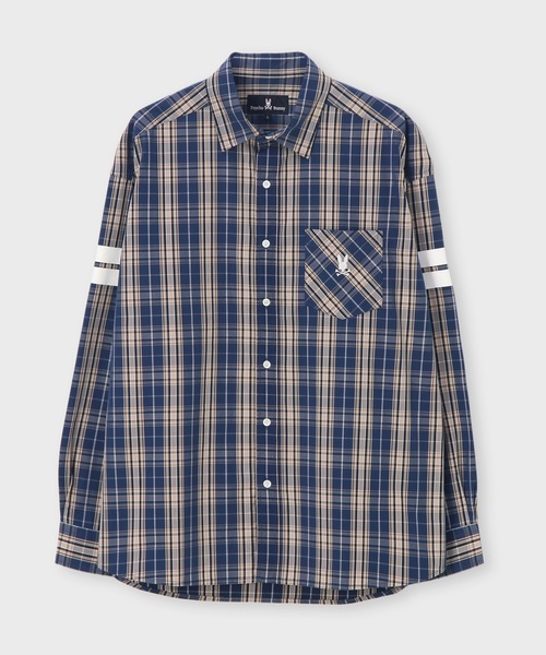 Psycho Bunny（サイコバニー）の「[WEB限定]ピーチ起毛 チェックシャツ（シャツ/ブラウス・メンズ・ネイビー/ブラック・X-LARGE/LARGE/MEDIUM）」の11枚目の写真