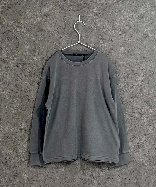 セール】【ピグメント加工】オーバーサイズ 無地ロンT（Tシャツ
