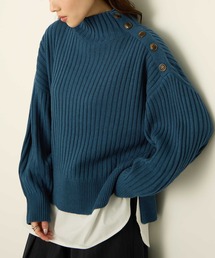nAvy 時短レイヤード風 ボタンハイネックニット