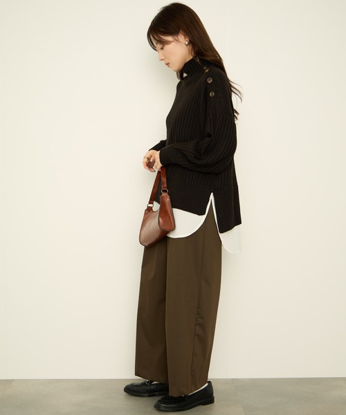 NAVY(ネイビー)の「nAvy 時短レイヤード風 ボタンハイネックニット(ニット/セーター・レディース・ブラック/グリーン/レッド/ブルー/ホワイト×ネイビー・FREE)」の13枚目の写真