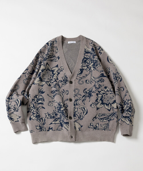 FREAK'S STORE(フリークスストア)の「フラワー総柄 モール糸 ニットカーディガン/リラックスフィット(カーディガン/ボレロ・メンズ・グレー/ブラック/ベージュ/ワインレッド・LARGE/MEDIUM)」の5枚目の写真