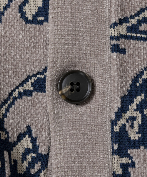 FREAK'S STORE(フリークスストア)の「フラワー総柄 モール糸 ニットカーディガン/リラックスフィット(カーディガン/ボレロ・メンズ・グレー/ブラック/ベージュ/ワインレッド・LARGE/MEDIUM)」の7枚目の写真