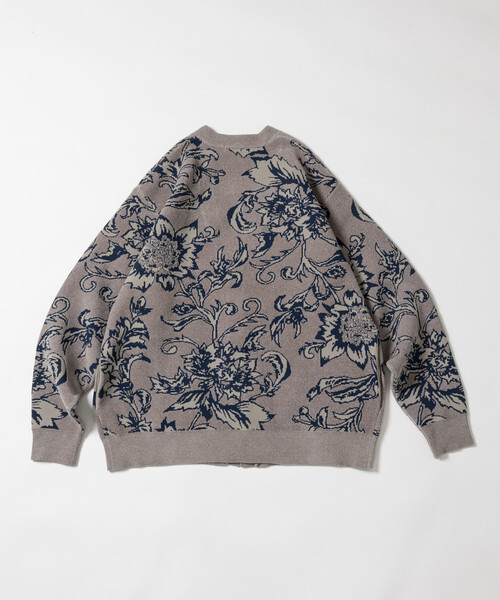 FREAK'S STORE(フリークスストア)の「フラワー総柄 モール糸 ニットカーディガン/リラックスフィット(カーディガン/ボレロ・メンズ・グレー/ブラック/ベージュ/ワインレッド・LARGE/MEDIUM)」の13枚目の写真