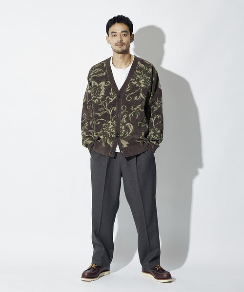 セール】フラワー総柄 モール糸 ニットカーディガン/リラックス