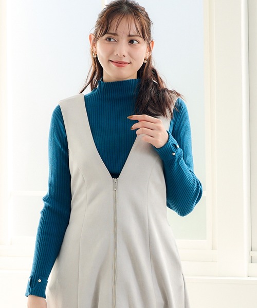 12Twelve Agenda(トゥエルブ アジェンダ)の「前後2wayフェイクスエードZIPフレアジャンスカ(ジャンパースカート・レディース・チャコールグレー/ブラウン/サックスブルー/グレイッシュベージュ・M)」の8枚目の写真