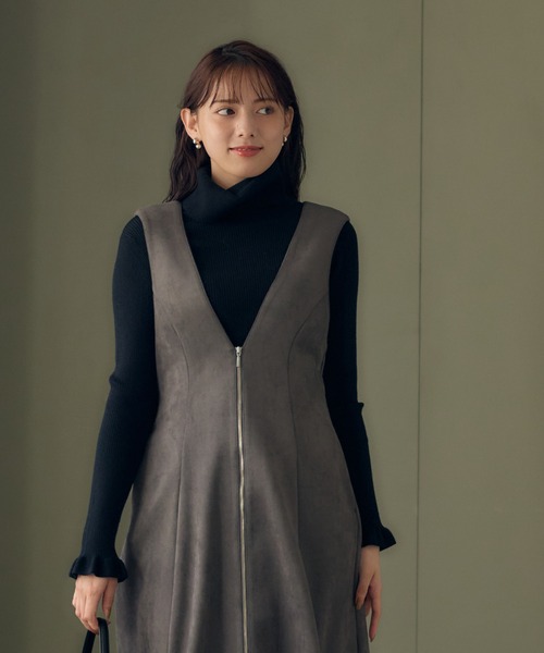 12Twelve Agenda(トゥエルブ アジェンダ)の「前後2wayフェイクスエードZIPフレアジャンスカ(ジャンパースカート・レディース・チャコールグレー/ブラウン/サックスブルー/グレイッシュベージュ・M)」の19枚目の写真