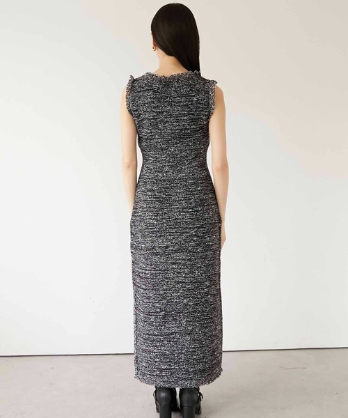 Luan(ルアン)の「【Luan】MARBLE KNIT TWEED OP/マーブルニットツイードワンピース(ワンピース・レディース・ブラック/ベージュ・0/1)」の10枚目の写真