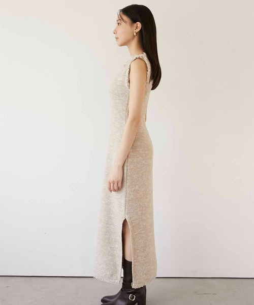 Luan(ルアン)の「【Luan】MARBLE KNIT TWEED OP/マーブルニットツイードワンピース(ワンピース・レディース・ブラック/ベージュ・0/1)」の18枚目の写真