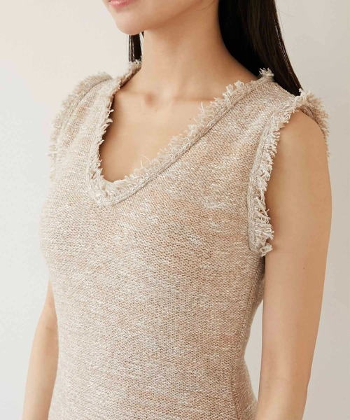 Luan(ルアン)の「【Luan】MARBLE KNIT TWEED OP/マーブルニットツイードワンピース(ワンピース・レディース・ブラック/ベージュ・0/1)」の20枚目の写真