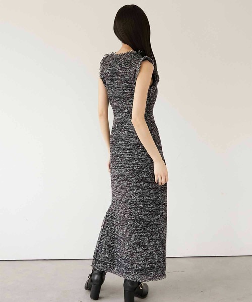 Luan(ルアン)の「【Luan】MARBLE KNIT TWEED OP/マーブルニットツイードワンピース(ワンピース・レディース・ブラック/ベージュ・0/1)」の7枚目の写真
