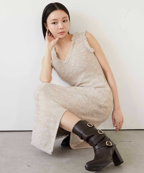 Luan(ルアン)の「【Luan】MARBLE KNIT TWEED OP/マーブルニットツイードワンピース(ワンピース・レディース・ブラック/ベージュ・0/1)」の16枚目の写真