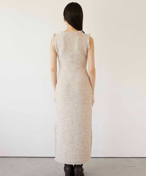 Luan(ルアン)の「【Luan】MARBLE KNIT TWEED OP/マーブルニットツイードワンピース(ワンピース・レディース・ブラック/ベージュ・0/1)」の19枚目の写真