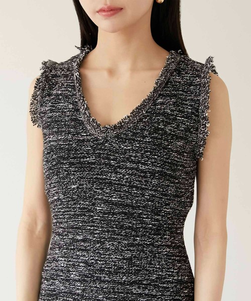 Luan(ルアン)の「【Luan】MARBLE KNIT TWEED OP/マーブルニットツイードワンピース(ワンピース・レディース・ブラック/ベージュ・0/1)」の11枚目の写真