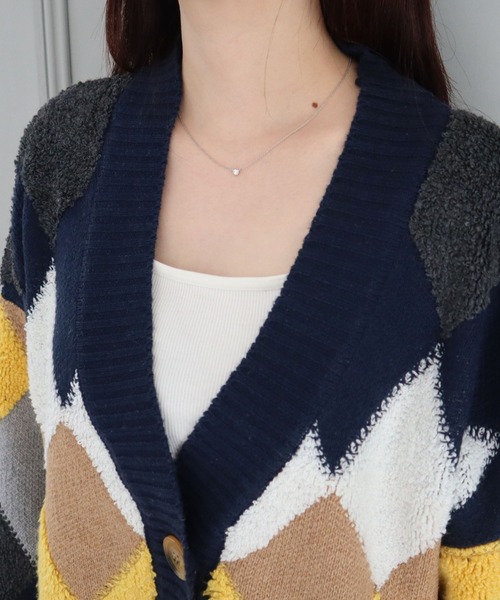 CECIL McBEE(セシルマクビー)の「アーガイル柄ニットカーディガン(カーディガン/ボレロ・レディース・ネイビー/ベージュ/ブラウン/ブラック・MEDIUM)」の13枚目の写真